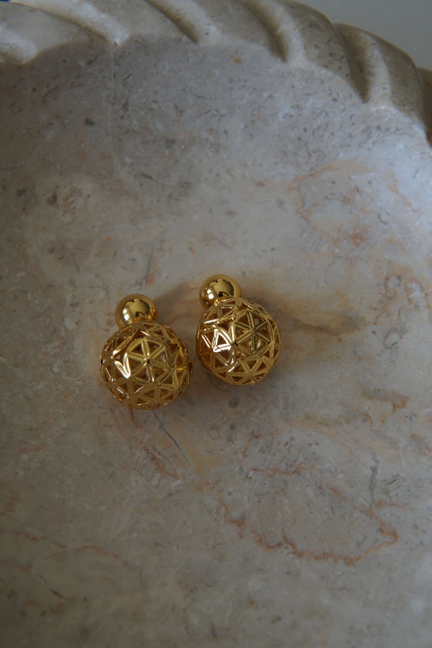 Back Hanging Double Ball Earring