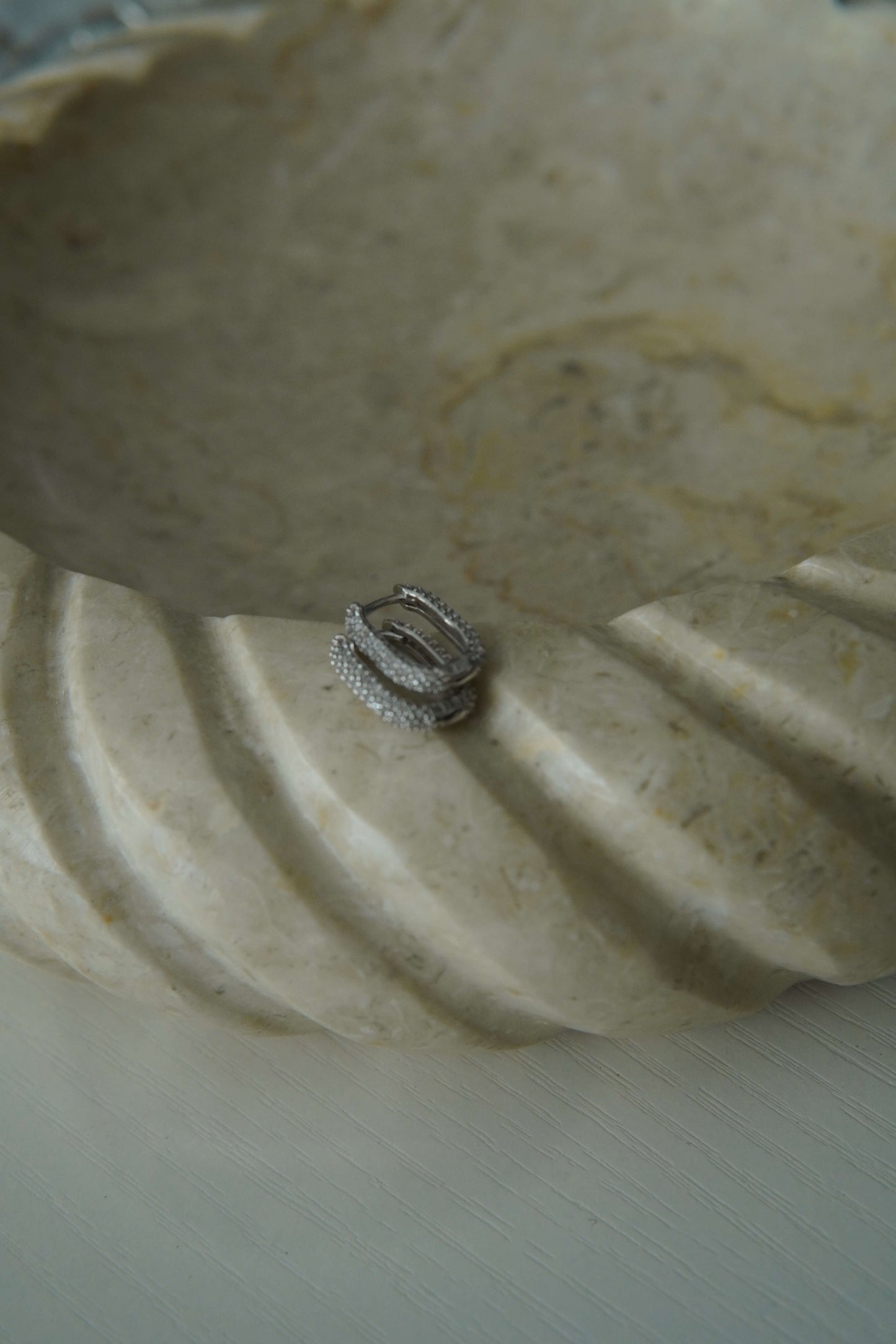 Small Diamond Sterling Silver Earring