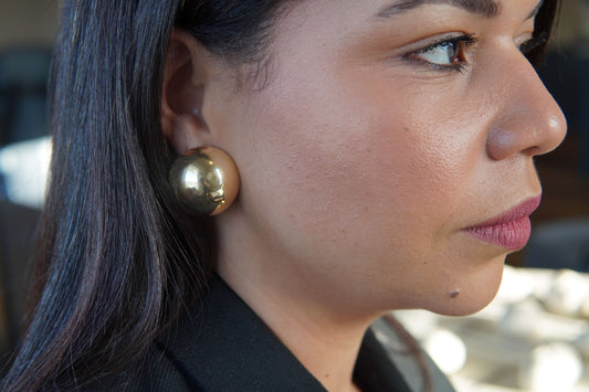 Statement Gold Ball Earring
