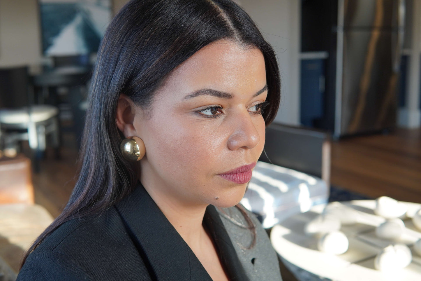Statement Gold Ball Earring