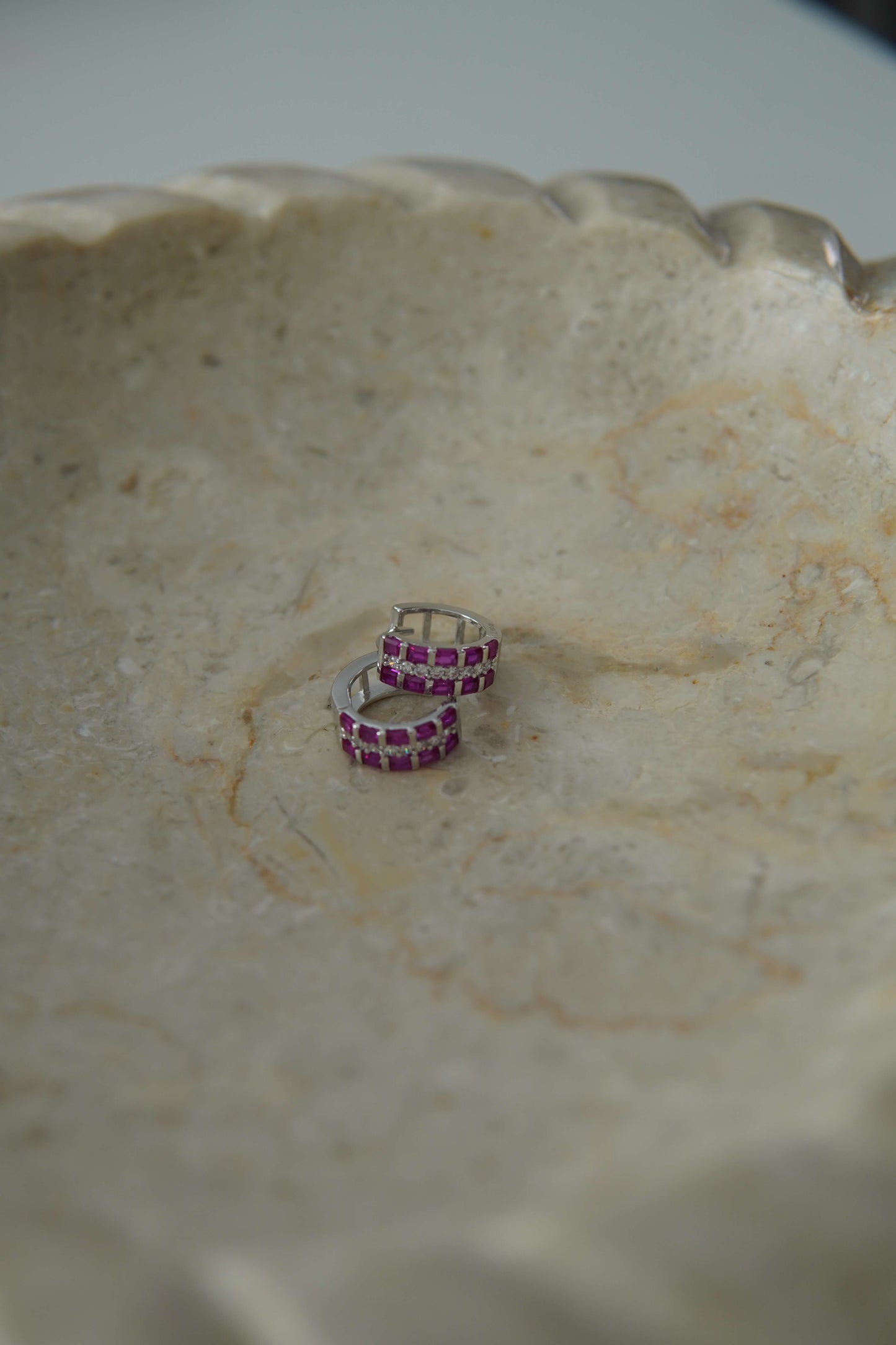 Sterling Silver Small Earring Diamonds Design