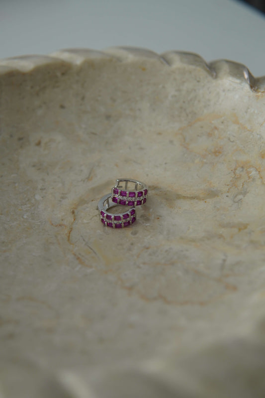 Sterling Silver Small Earring Diamonds Design