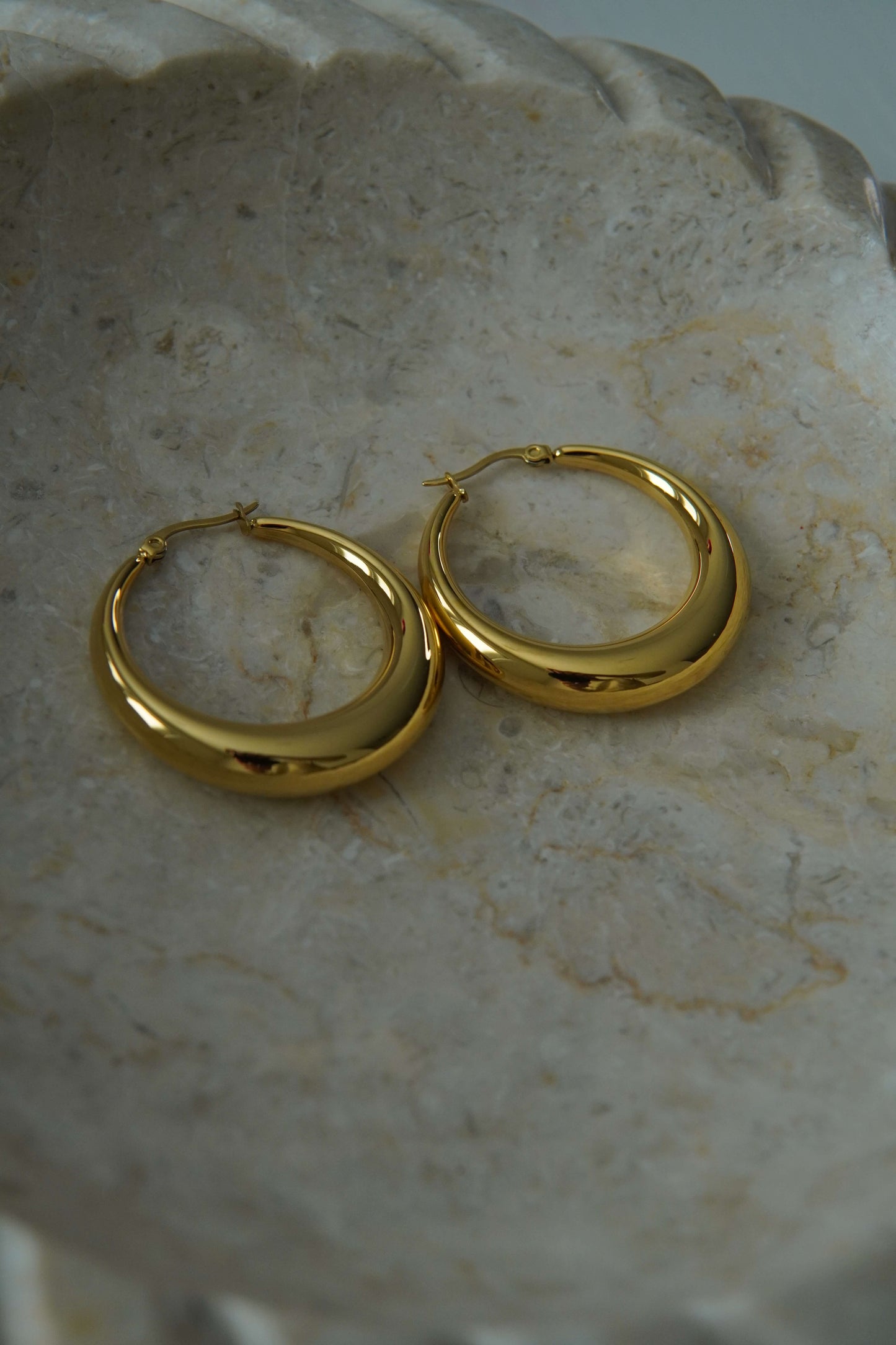 Medium Size Thick Hoop Earring