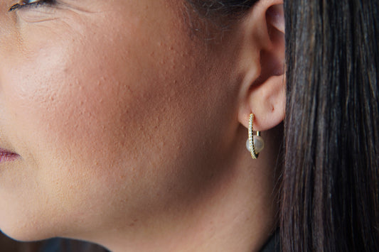 Faux Pearl Diamond Earring