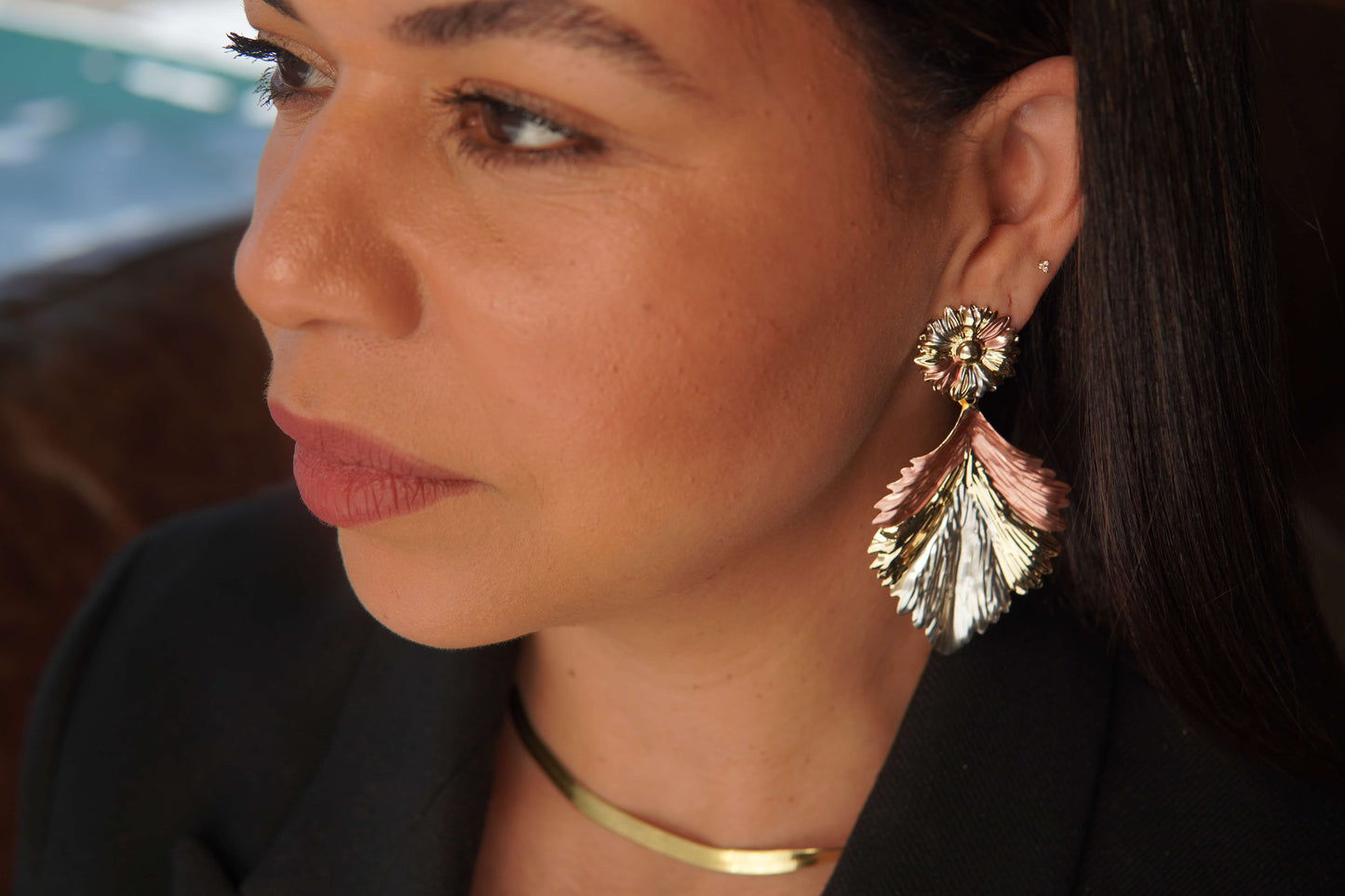 Flower Leaf Statement Earring
