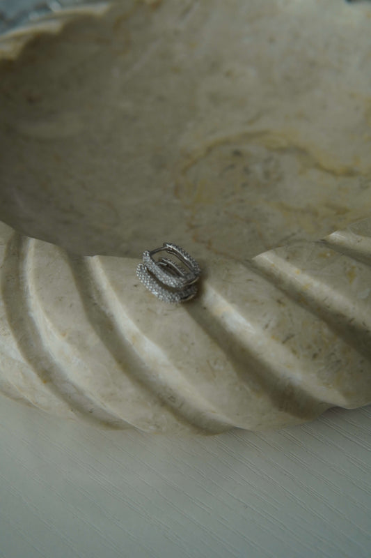 Small Diamond Sterling Silver Earring