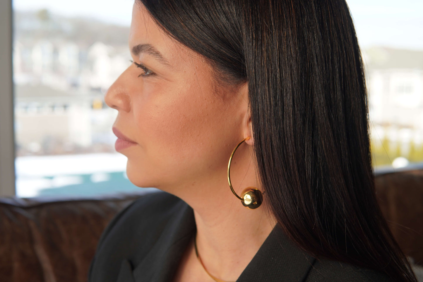 Large Hoop Earring with Ball